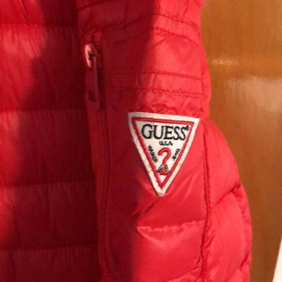 Red Puffer Jacket Mens Large Guess - Picture 2 of 5